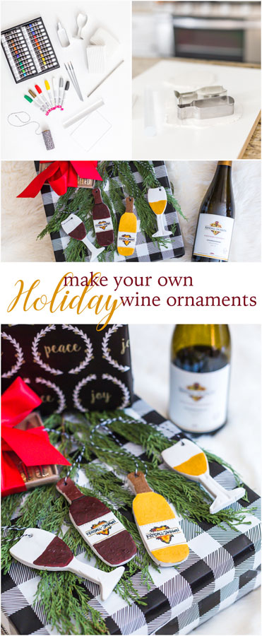 Get in the festive spirit of the season by embracing your crafty side and make your own holiday wine ornaments. They’re great on the tree or as gift tags.