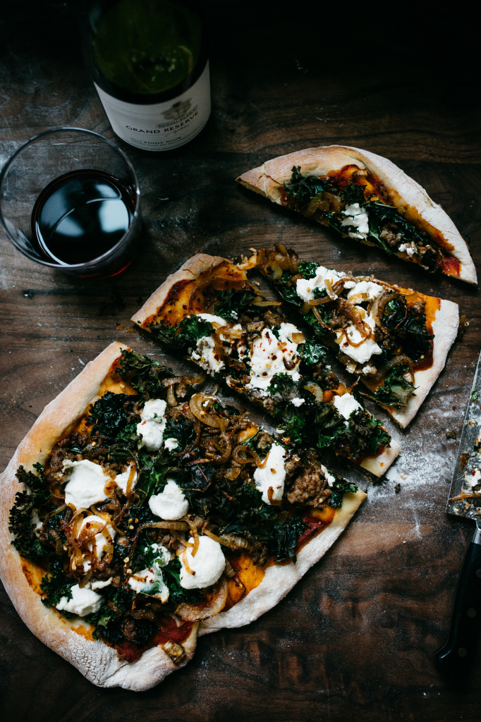 Try making this simple and sophisticated recipe for Kale, Ricotta and Caramelized Onion Pizza at home for a casual game night with friends or date night in with a loved one. Pair it with some Kendall-Jackson Grand Reserve Pinot Noir wine and you've got the recipe for a perfect night in.