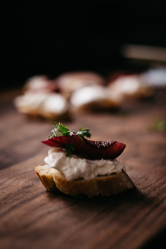 Pinot Noir Poached Pears & Burrata Crostini from Kendall Jackson