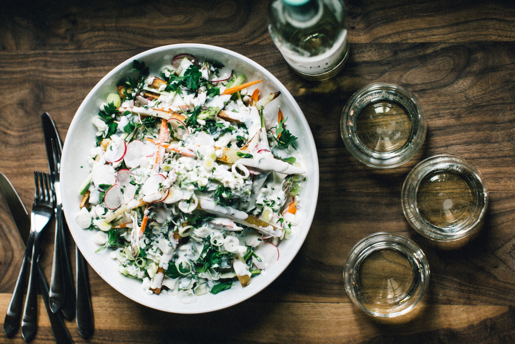 This Spring Vegetable Poutine recipe is a lighter, healthier spin on the beloved Canadian dish to pair with the zippy K-J AVANT Sauvignon Blanc.