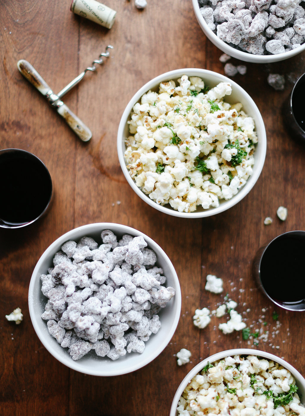 Two fantastic variations of classic popcorn - Parmesan & Parsley and Puppy Chow! #recipe