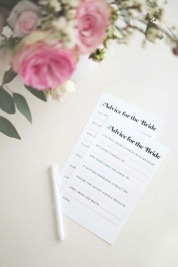 If you’re attending or throwing a bridal shower or bachelorette party, you will definitely want to use these printable “Advice for the Bride” bridal shower cards.