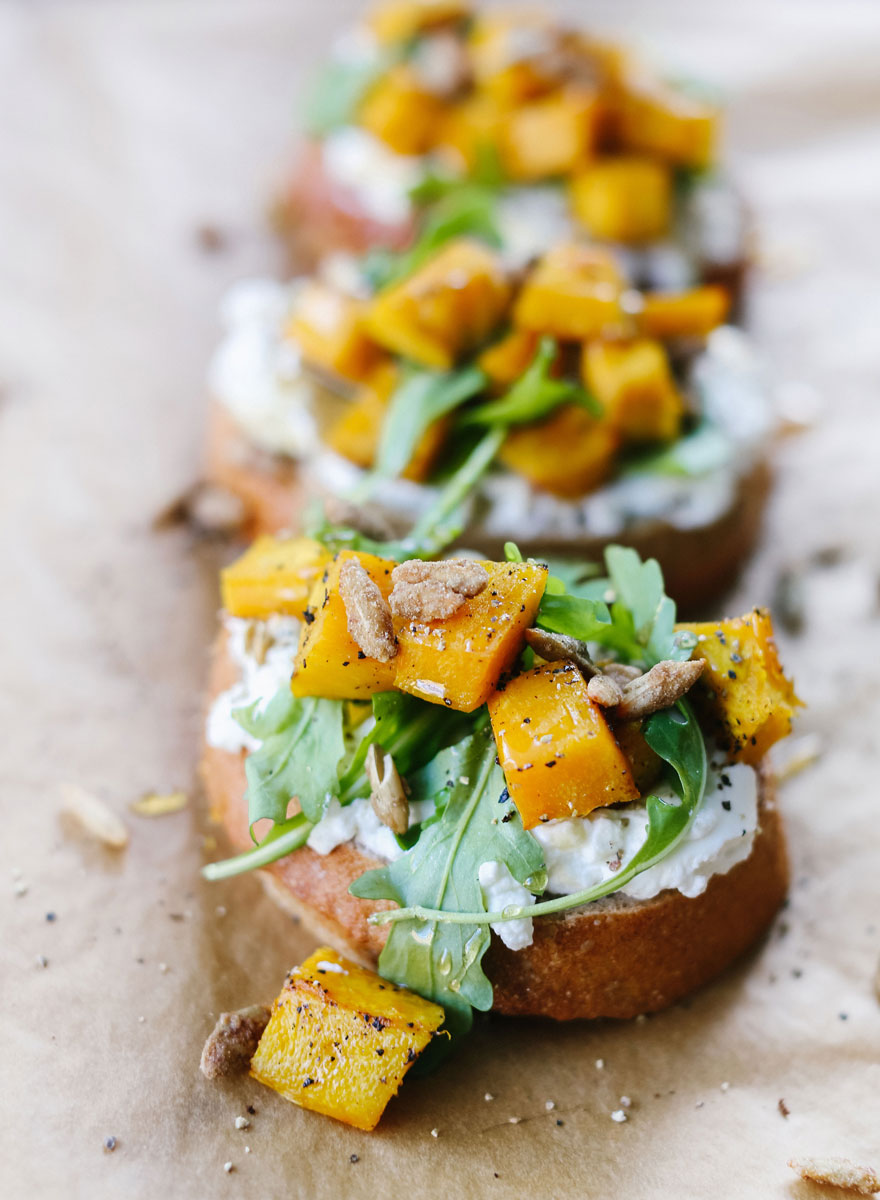 Pumpkin, Ricotta & Arugula Bruschetta recipe paired with Kendall-Jackson Vintner's Reserve Chardonnay is the perfect fall appetizer combo.