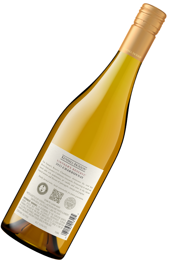 Wine bottle with zoomed back label zoomed in