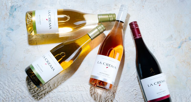 La Crema wine bottle lineup