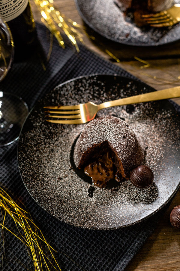 Dark Chocolate Molten Lava Cake for New Year's Eve