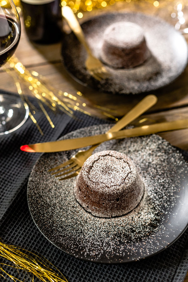 Dark Chocolate Molten Lava Cake for New Year's Eve