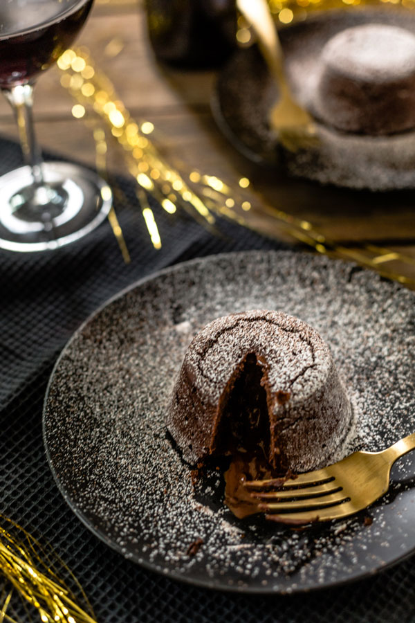 Dark Chocolate Molten Lava Cake for New Year's Eve