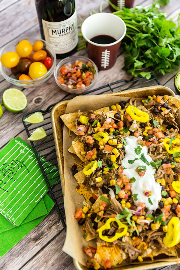 These gameday pulled pork nachos are the winning appetizer to serve up while cheering on your team to a victory!