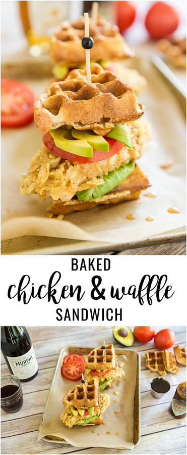 Things just got so much tastier with a twist to a classic recipe with a baked chicken and waffles sandwich drizzled with a chipotle maple syrup.